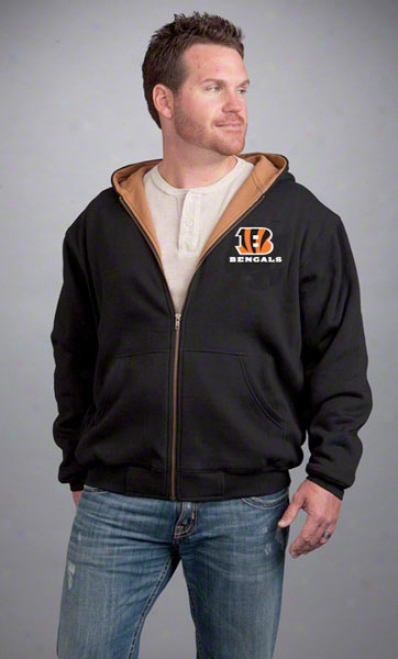 Cincinnati Bengals Jacket: Black Reeok Hooded Craftsman Jacket