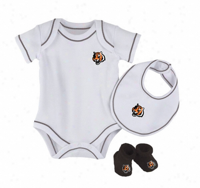 Ciincinnati Bengals Newborn 3-piece Team Bodysuit, Booties And Bib Set