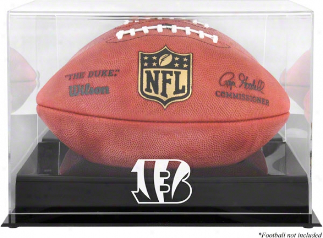 Cincinnati Bengals Team Logo Football Display Case  Details: Black Base, Mirror Back