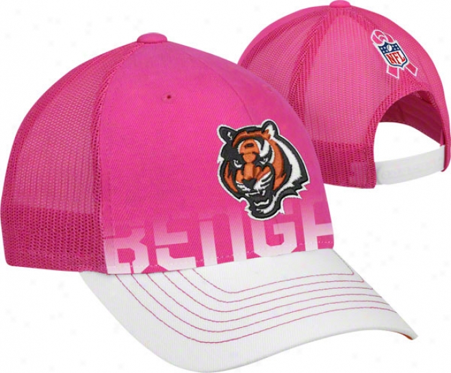 Cincinnati Bengals Women's Pink Breast Cancer Awareness Structured Adjustable Snapback Mesh Back Hat