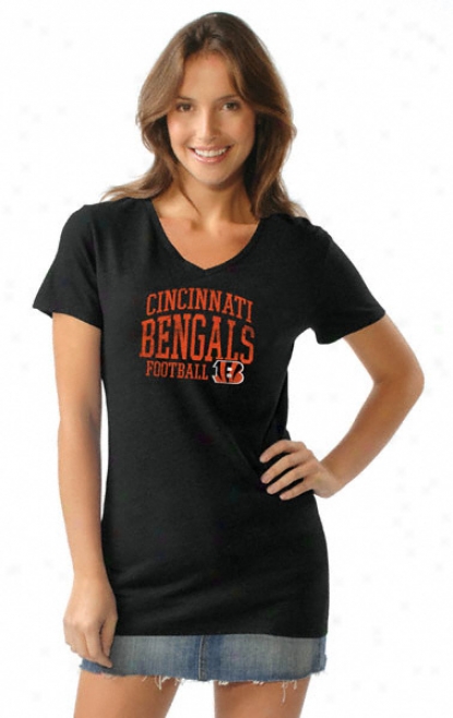 Cincinnati Bengals Women's Tri Blend V Neck T-shirt- By Alyssa Milano