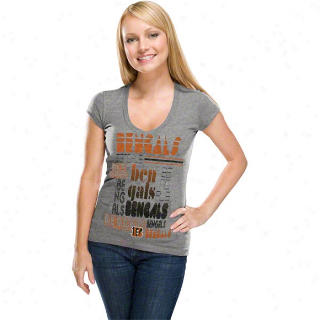 Cincinnati Bengals Women's Conquest Play Iii Gray T-shirt