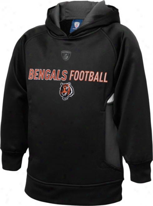 Cincinnati Bengals Youth Black Reebok Colorblocked Performace Hooded Fleece