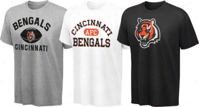 Cincinnati Bengals Youth Black, White, Grey 3-tee Combo Pack