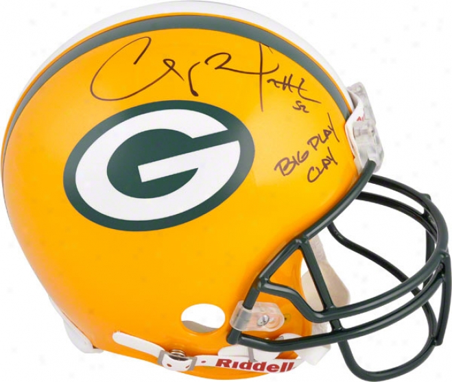 Clay Matthews Autographed Pro-line Helmet  Details: Green Bay Packers,W ith &quotbig Clay Play&quot Inscription, Authentic Riddell Helmet