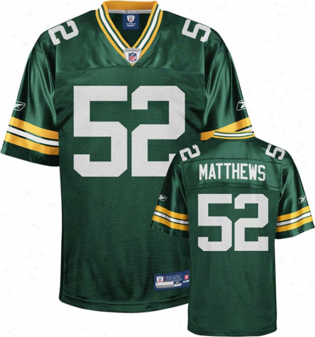 Clay Matthews Jr. Jersey: Reebok Green Replica #52 Green Bay Packers Jersey