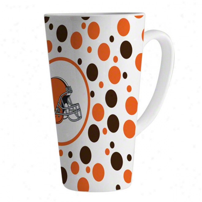 Cleveland Browns 16oz White Polka Dot Latte Mug