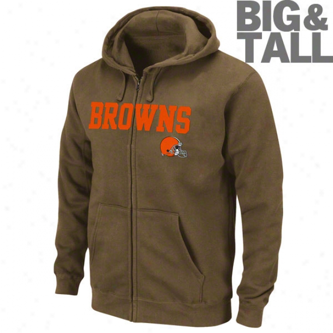 Cleveland Browns Big & Tall Classic Heavyweiyht Ii Full-zip Cucullate Sweatshirt
