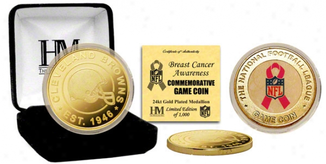 Cleveland Browns Breast Cancer Awareness 24kt Gold Game Coin