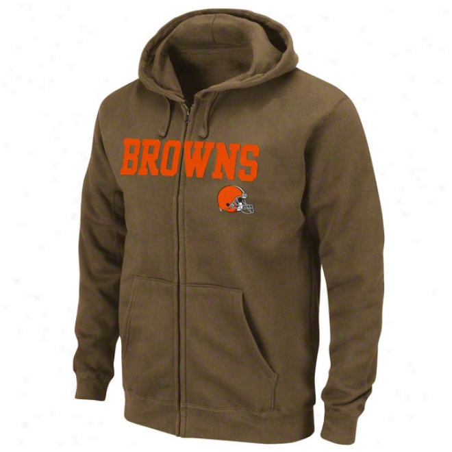 Cleveland Browns Brown Classic Heavyweight Ii Full-zip Fleece Hooded Sweatshirt