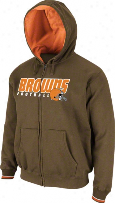 Cleveland Browns Brown Overtime Victory Full-zip Fleece Hoooded Sweatshirt