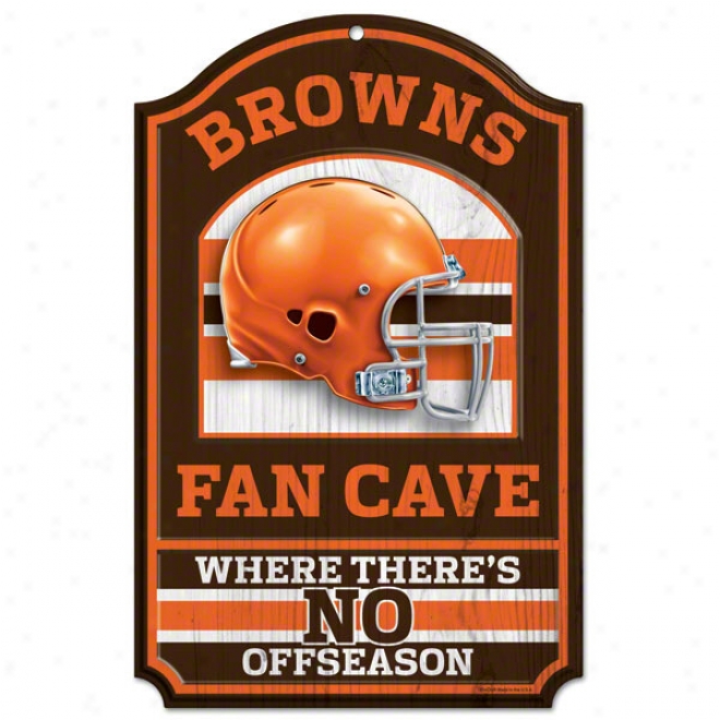 Cleveland Browns Fan Cave 11x17 Wood Sign