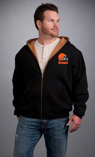 Cleveland Browns Jacket: Black Reebok Hooded Craftsman Jacket