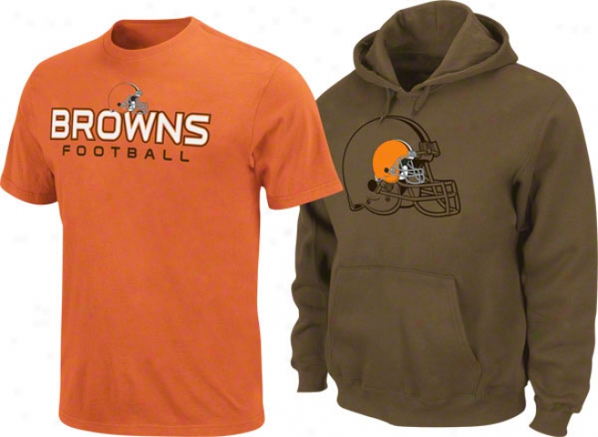 Cleveland Browns Orange T-shirt And Brown Hooded Sweatshirt Combo Pack