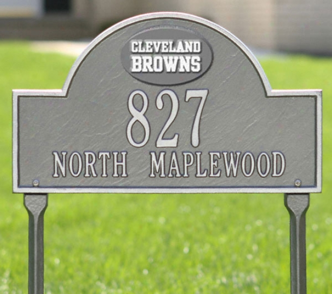 Cleveland Browns Pewter And Silver Personalized Address Lawn Plaque