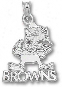 Cleveland Browns Sterling Silver Brownie Logo 3/4'' Pendant