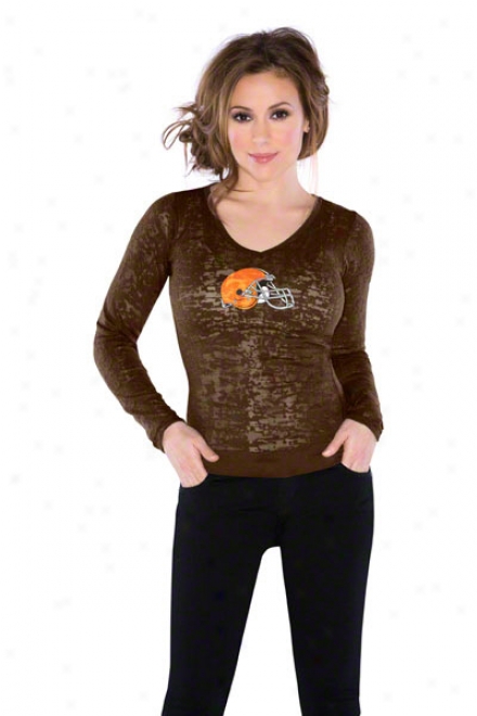 Cleveland Browns Women's Burnout Team Long Sleeve Thermal - By Alyssa Milano