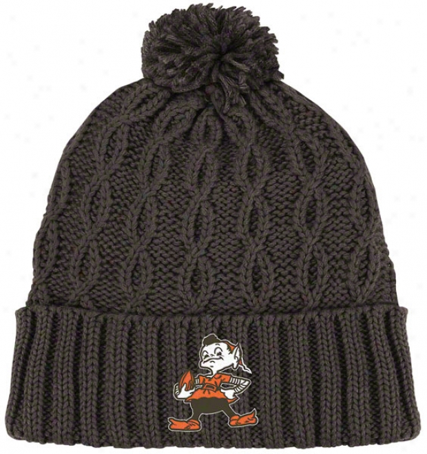 Cleveland Browns Women's Knit Hat: Retro Pom Cuffed Knit Haf