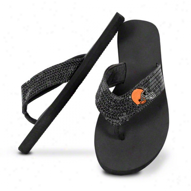 Cleveland Browns Women's Sequin Strap Flip Flops