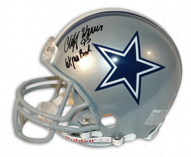 Cliff Harris Autographed Pro-line Helmet  Ddtails: Dallas Cowboys, With &quot6x Pro Bowl&quot Inscription, Authentic Riddell Helmet