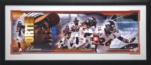 Clinton Portis Denver Broncos Framed Autographed Panoramic Photograph