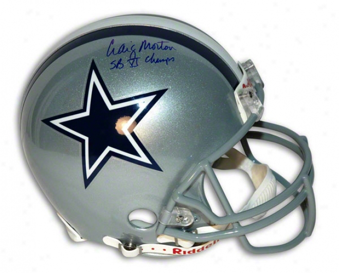 Craig Morton Autographed Pro-line Helmet  Details: Dallas Cowboys, Inscribed &quotsb Vi Champs&q8ot, Authentic Riddell Helmet