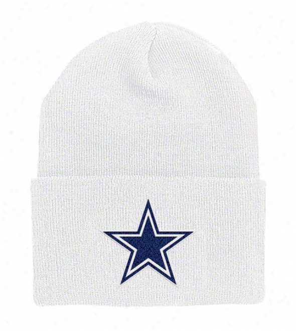 Dallas Cowboys Basic White Knit Hat