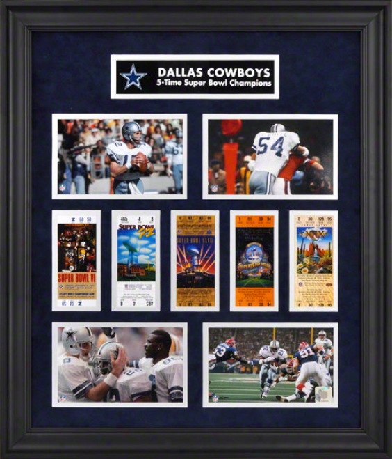 Dallas Cowboys Framed Ticket Collage  Details: Super Bowl Ticket, Limited Edition Of 1000