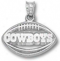 Dallas Cowboys Sterling Silver ''cowboys'' Pierced Football Pendant