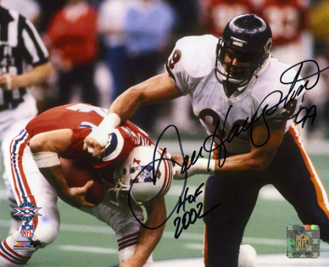 Dan Hampton Autographed Photograph  Details: 8x10, Chicago Bears, Hof 02 Inscription