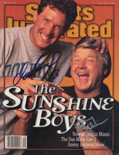 Dan Marino And Jimmy Johnson Miami Dolphins Dual Autographed Sports Illustrated Magazine