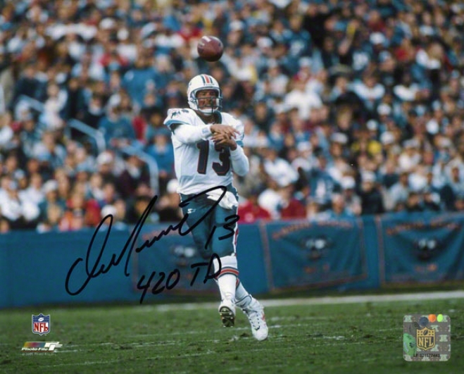 Dan Marino Autographed 8x10 Photograph  Details: Miami Dolphins, Horizontal, With &quot420 Td&quot Inscription