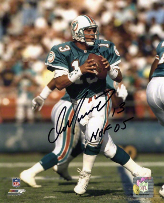 Dan Marino Autographed 8x10 Photograph  Details: Miami Dolphins, Sur~ly, With &quothof 05&quot Inscrription