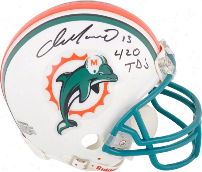 Dan Marino Autographed Mini Helmet  Details: Miami Dolphins, With &quo420 Tds&quot Inscription