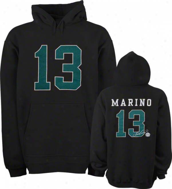 Dan Marino Miami Dolphins Black Hall Of Fame Name & Number Hooded Sweatshirt