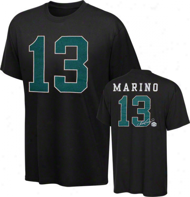 Dan Marino Miami Dolphins Black Hall O f Fame Name & Number Tee