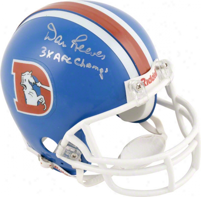 Dan Reeves Denver Brondos Autographed Mini Helm With 3x Afc Champs Inscdiption