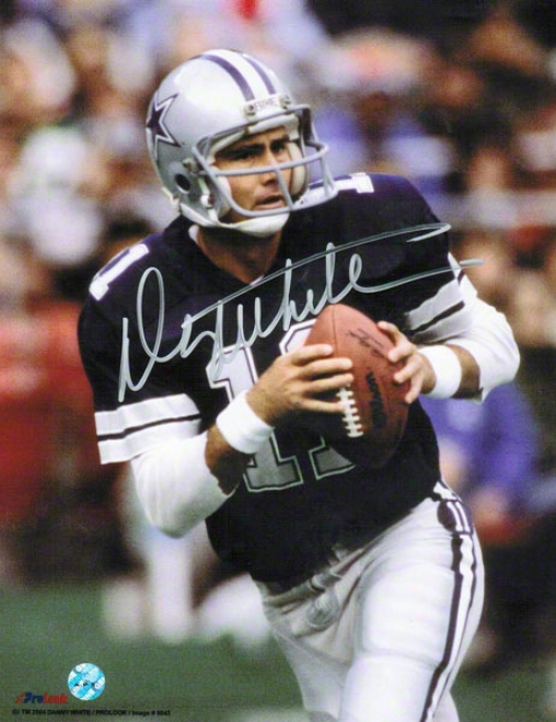 Danny White Dallas Cowboys Autographed 8x10 Photo Dropping Back