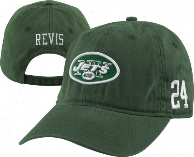 Darelle Revis New York Jets Adjustable Hat: Garment Washed Player Hat