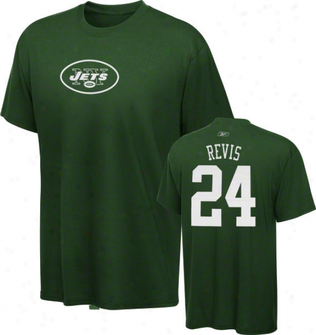 Darelle Revis New York Jets Green Reebok Name & Number T-shirt