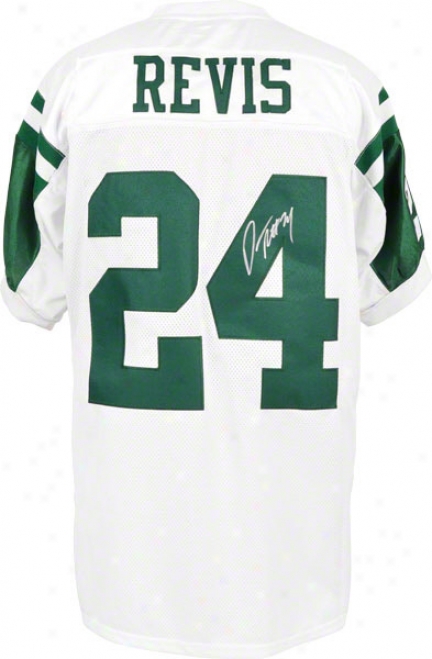 Darrelle Revis Autographed Jersey  Details: New York Jets, White, Reebok Authentic