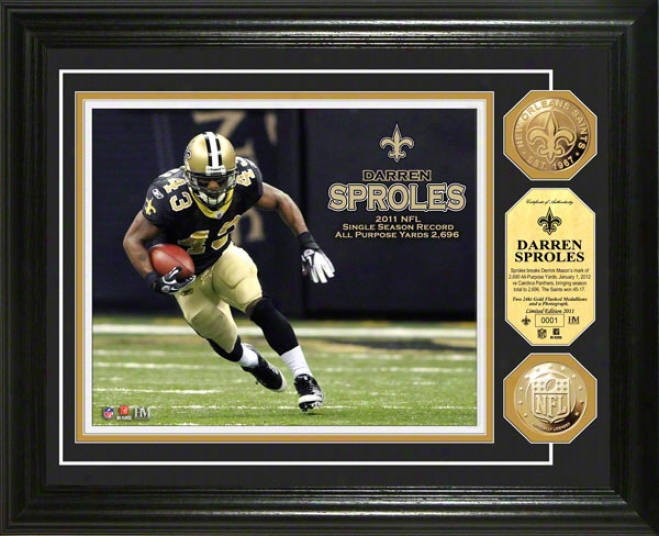 Darren Sproles New Orleans Saints 2011 Single Season Record Gold Coin Photo Mint