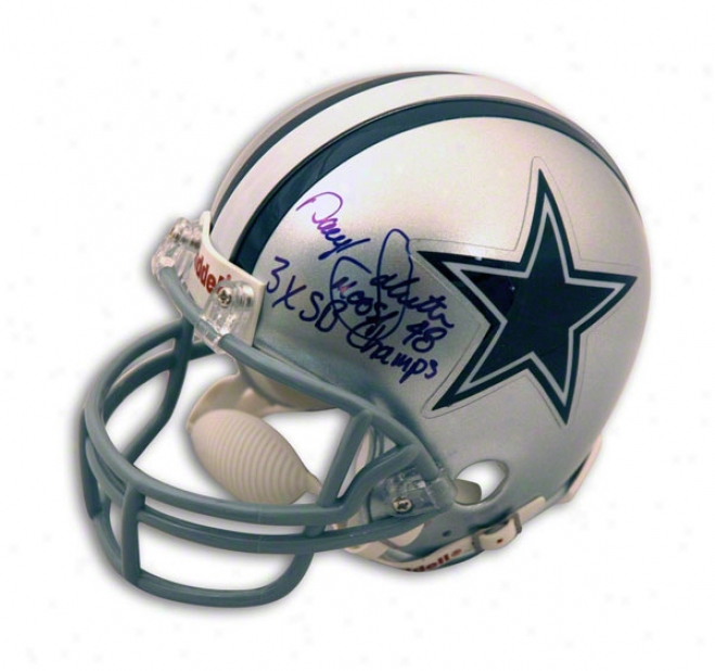 Daryl Johnston Dallas Cowboys Autographed Mini Helmet Inscribed Moose & 3x Sb Champs