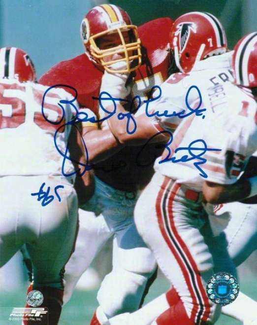 Dave Butz Autographed Photograph  Details: Wasshington Redskins, Best Of Luck Inscription, 8x10