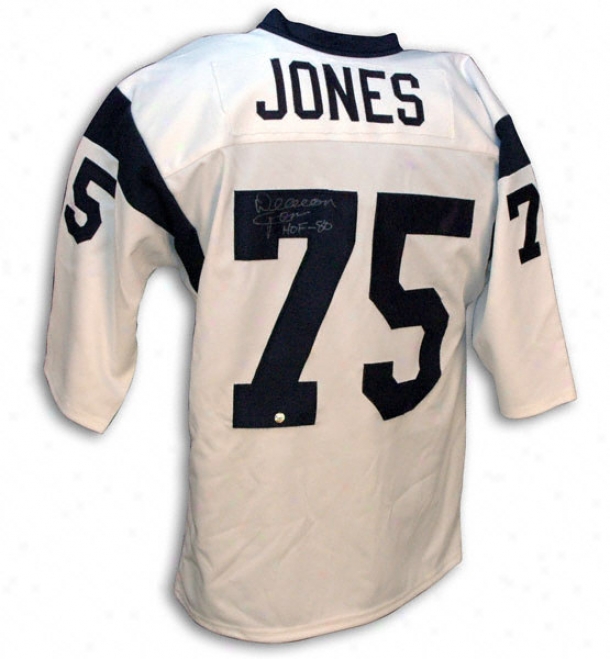 Deacon Jones Los Angeles Rams Autographed Throwback Jersey With Hof_88 Inscription