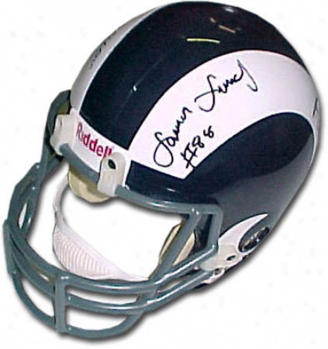 Deacon Jones, Merlin Olsen, Rosey Grier & Lamar Lundy Los Angeles Rams Fearsome Foursome Los Angeles Rams Autogrzphed Throwback Helmet