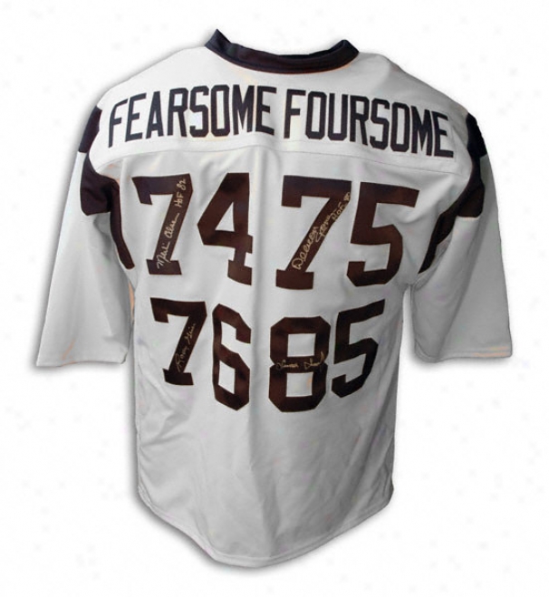 Deacon Jones, Merlin Olsen, Rosey Grier & Lamar Lundy Los Angeles Rams Autographed -fearsome Foursome- Jersey