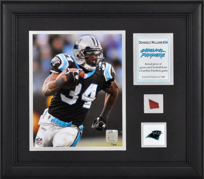 Deangelo Williams Framed 8x10 Photograph  Details: Carolina Panthers, With Game-used Football Piece nAd Descriptive Plate