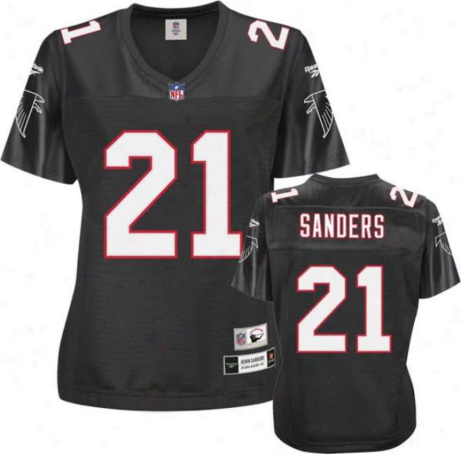 Deion Sanders Atlanta Falcons Black Nfl Women's Premier Throwback Jersey