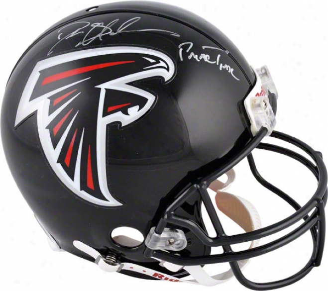 Deion Sanders Autographed Pro-line Helm  Details: Atlanta Falcons, &quotprimetime&quot Inscriptuon, Authentic Riddell Helmet